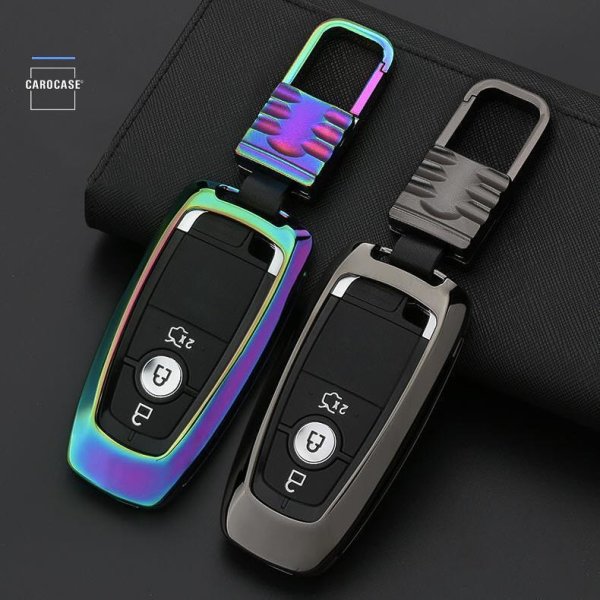 Aluminum key fob cover case fit for Ford F8, F9 remote key rainbow