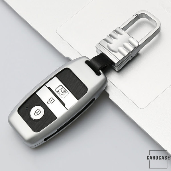 Coque de protection en Aluminium pour voiture Kia clé télécommande K7 argent