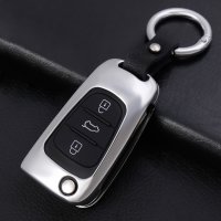 Aluminum key fob cover case fit for Hyundai D5, D5X remote key silver