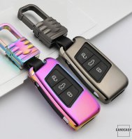 Cover Guscio / Copri-chiave Alluminio compatibile con Volkswagen, Skoda, Seat V4 rainbow