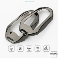 Alu Hartschalen Schlüssel Cover passend für Citroen, Peugeot Autoschlüssel silber HEK13-P2-15