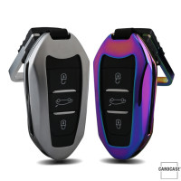 Alu Hartschalen Schlüssel Cover passend für Citroen, Peugeot Autoschlüssel anthrazit HEK13-P2-37