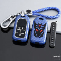 Aluminum key fob cover case fit for Honda H16 remote key blue