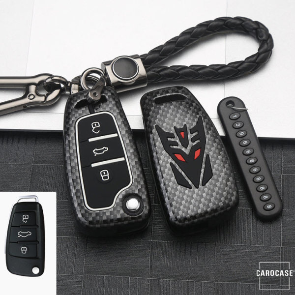 Nachleuchtende Schlüssel Cover passend für Audi Autoschlüssel schwarz HEK20-AX3-1