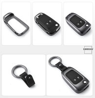 Aluminum key fob cover case fit for Opel OP6, OP7, OP8, OP5 remote key anthracite