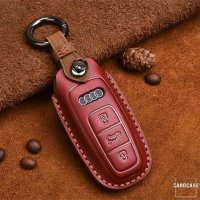 Cuero funda para llave de Audi AX7 rojo