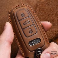 Cuero funda para llave de Audi AX7 marrón