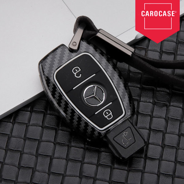 Cover Guscio / Copri-chiave Alluminio compatibile con Mercedes-Benz M6 nero/aspetto carbonio