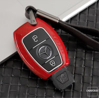 Aluminum key fob cover case fit for Mercedes-Benz M6 remote key black/red