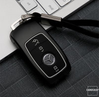 Cover Guscio / Copri-chiave Alluminio compatibile con Mercedes-Benz M9 nero/bianco