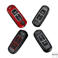 Aluminum key fob cover case fit for Mazda MZ1 remote key red/carbon-look