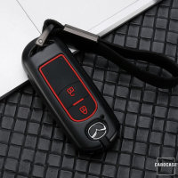 Hartschalen Etui Cover passend für Mazda Schlüssel rot/carbon-look HEK46-MZ1-98