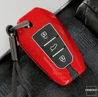 Aluminum key fob cover case fit for Opel, Citroen, Peugeot P2 remote key black/red