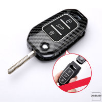 Aluminum key fob cover case fit for Citroen, Peugeot P3 remote key black/carbon-look