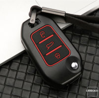 Aluminum key fob cover case fit for Citroen, Peugeot P3 remote key black/carbon-look