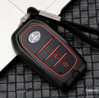 Cover Guscio / Copri-chiave Alluminio compatibile con Toyota T3 nero/aspetto carbonio