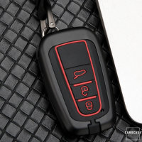 Aluminum key fob cover case fit for Toyota T6 remote key black/red