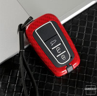 Aluminum key fob cover case fit for Toyota T6 remote key black/red