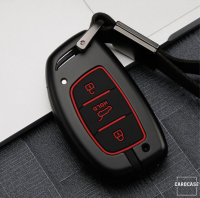 Aluminum key fob cover case fit for Hyundai D1 remote key black/carbon-look