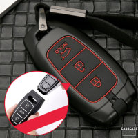 Aluminum key fob cover case fit for Hyundai D1 remote key black/carbon-look