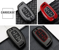 Aluminum key fob cover case fit for Hyundai D2 remote key black/carbon-look