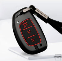 Aluminum key fob cover case fit for Hyundai D2 remote key black/carbon-look