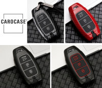 Aluminum key fob cover case fit for Hyundai D9 remote key black/red