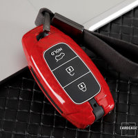 Cover Guscio / Copri-chiave Alluminio compatibile con Hyundai D9 nero/rosso