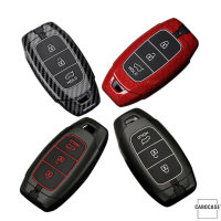 Coque de protection en Aluminium pour voiture Hyundai clé télécommande D9 noir/rouge