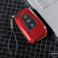 Hartschalen Etui Cover passend für Volkswagen, Skoda, Seat Schlüssel schwarz/rot HEK46-V4-11