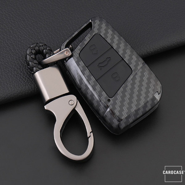 Hartschalen Etui Cover passend für Volkswagen, Skoda, Seat Schlüssel schwarz/schwarz HEK33-V4-12