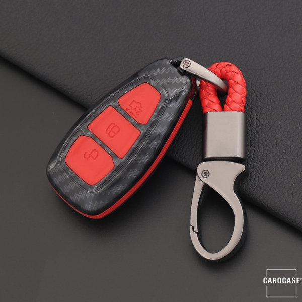 Hartschalen Etui Cover passend für Ford Schlüssel schwarz/rot HEK33-F5-11