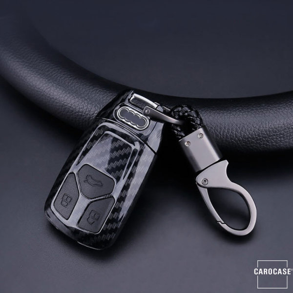Coque de protection en plastique pour voiture Audi clé télécommande AX6 noir/noir