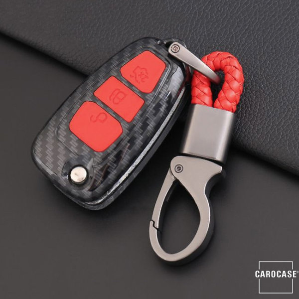 Hartschalen Etui Cover passend für Ford Schlüssel schwarz/rot HEK33-F4-11