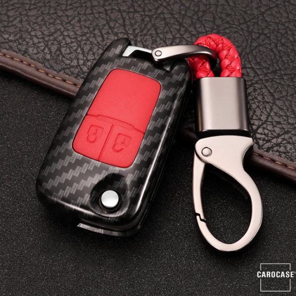 Hartschalen Etui Cover passend für Opel Schlüssel schwarz/rot HEK33-OP5-11