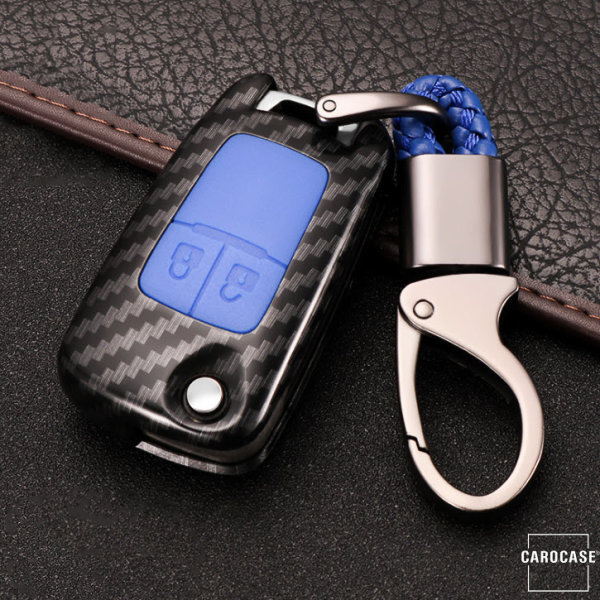 Coque de protection en plastique pour voiture Opel clé télécommande OP5 noir/bleu