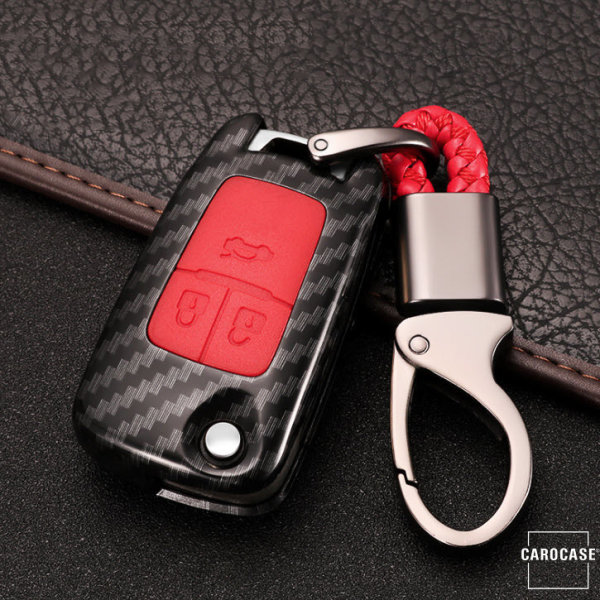Coque de protection en plastique pour voiture Opel clé télécommande OP6 noir/rouge