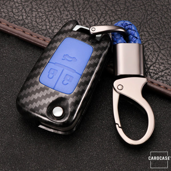 Hartschalen Etui Cover passend für Opel Schlüssel schwarz/blau HEK33-OP6-25