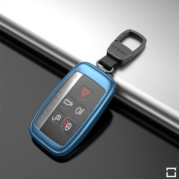 Premium Schlüsselhülle / Schlüsselcover für Land Rover, Jaguar Schlüssel (HEK55-Serie) - blau