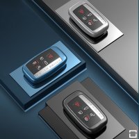 Premium Schlüsselhülle / Schlüsselcover für Land Rover, Jaguar Schlüssel (HEK55-Serie) - blau
