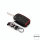 Leather key fob cover case fit for Volkswagen, Skoda, Seat V2 remote key black/red