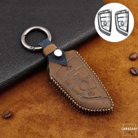 Premium Leather key fob cover case fit for BMW B7 remote key brown