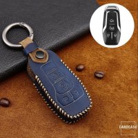 Premium Leather key fob cover case fit for Ford F7 remote key blue