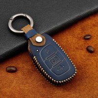 Premium Leather key fob cover case fit for Hyundai D1 remote key blue