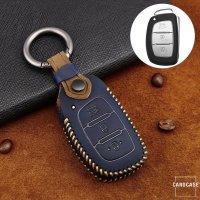 Cover Guscio / Copri-chiave Pelle premium compatibile con Hyundai D2 blu
