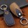 Premium Leather key fob cover case fit for Hyundai D2 remote key brown