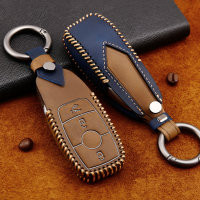 Premium Leather key fob cover case fit for Mercedes-Benz M9 remote key brown