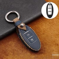 Premium Leather key fob cover case fit for Nissan N5 remote key blue