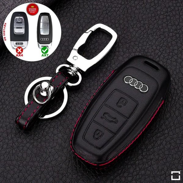 Leder Hartschalen Cover passend für Audi Schlüssel schwarz LEK48-AX7-1