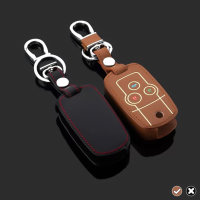 Leather key fob cover case fit for Honda H6 remote key brown